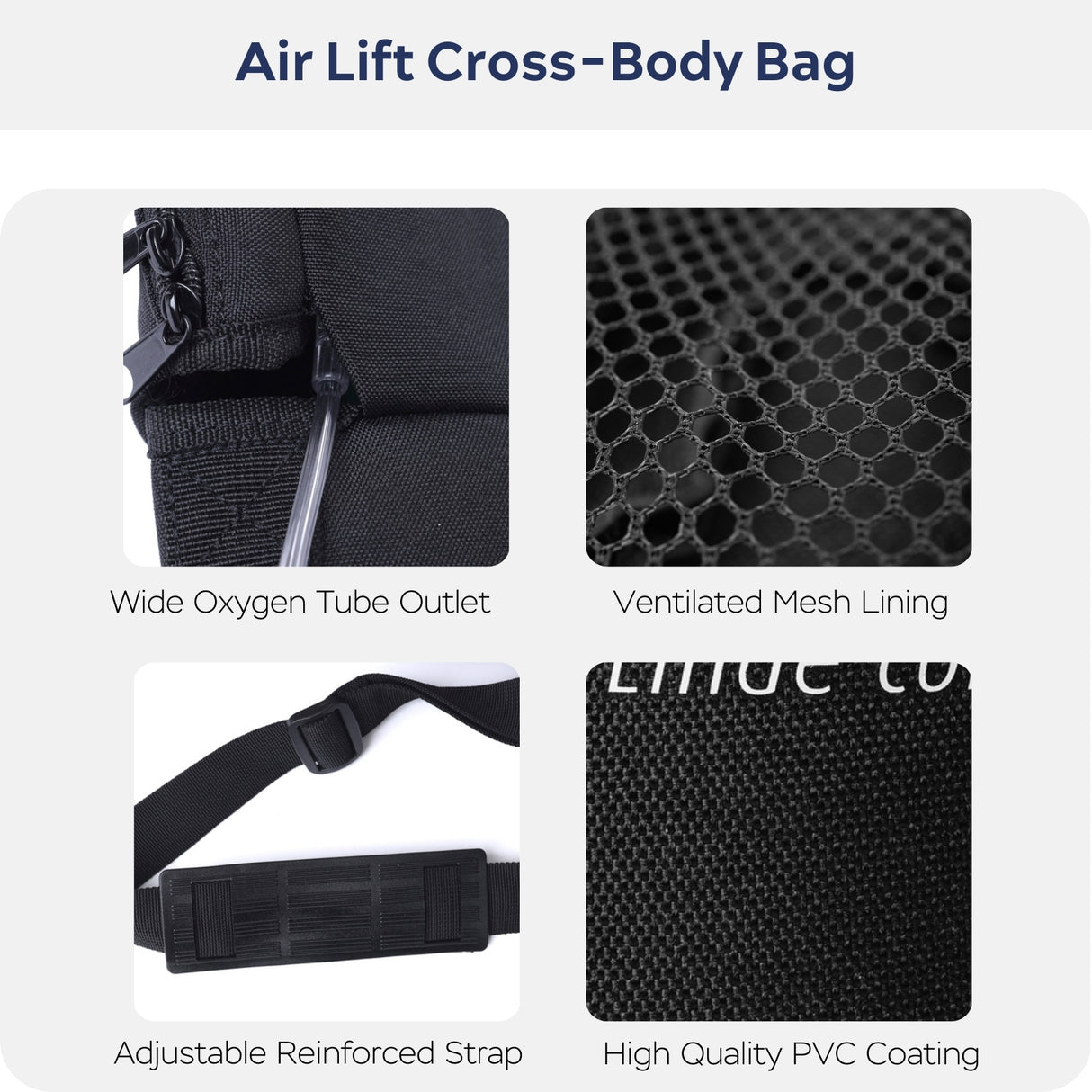 Airlift Oxygen Tank Carrier Cross-Body Shoulder Bag for Size D/M15 Cylinder Bag 02 Tank Carrier Holder for Travel/EMS (Black)