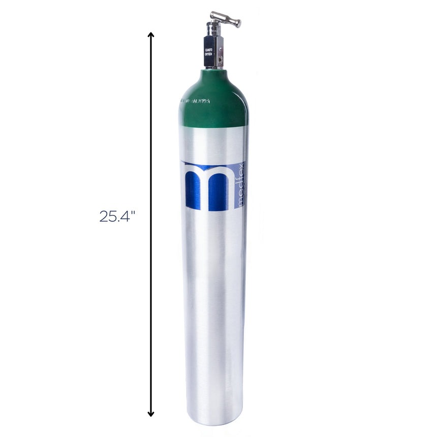 Medfex D Size Aluminum Medical Oxygen Cylinder 14.9 cf w/CGA-870 Toggle Valve (Empty Tank) USA Made - ASI Cerified