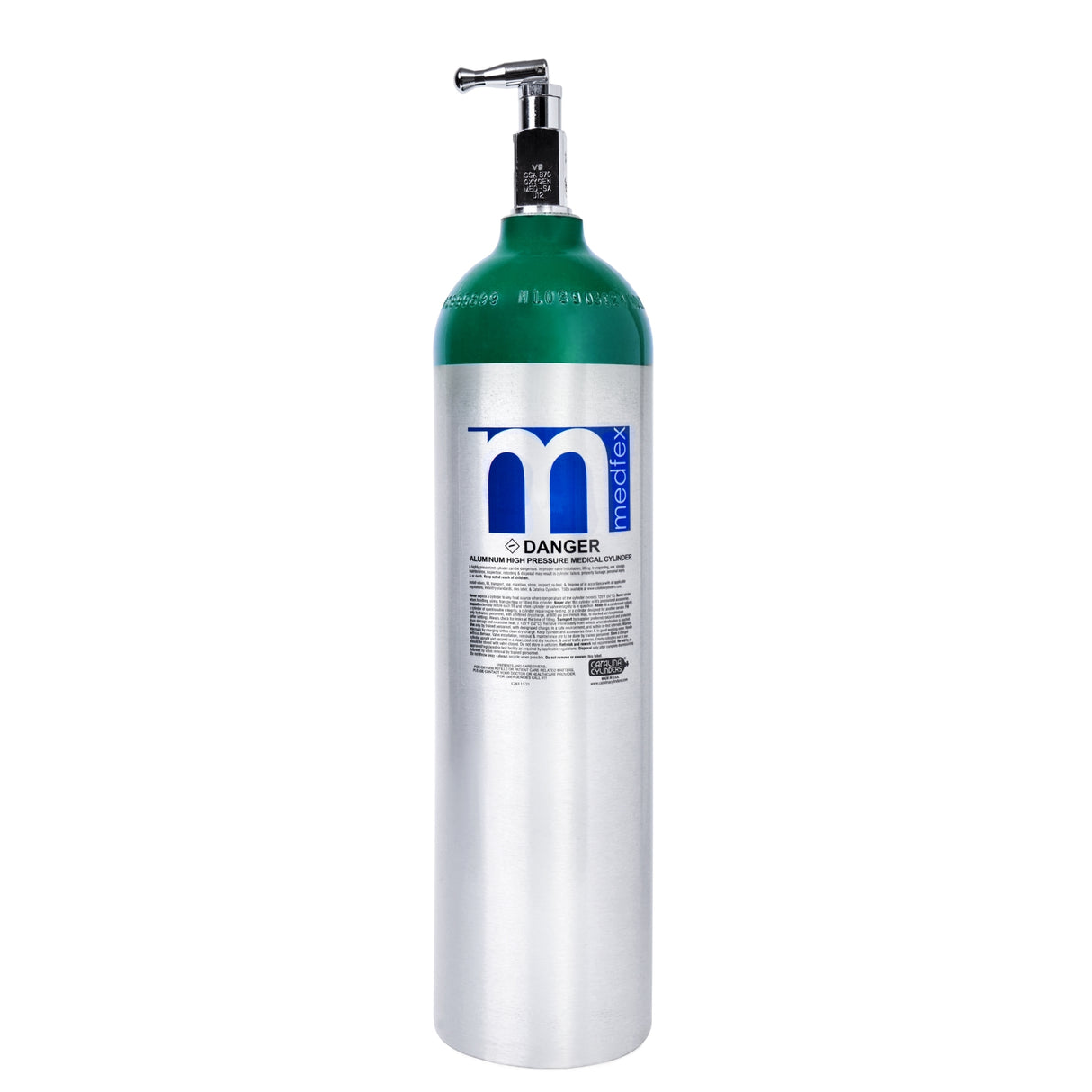 Medfex Oxygen Cylinder with CGA-870 Toggle Valve USA Made | D-Size - 416 liter capacity