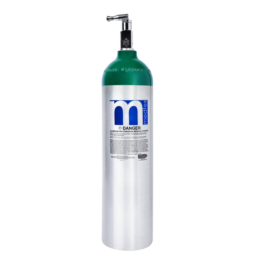 Medfex D Size Aluminum Medical Oxygen Cylinder 14.9 cf w/CGA-870 Toggle Valve (Empty Tank) USA Made - ASI Cerified