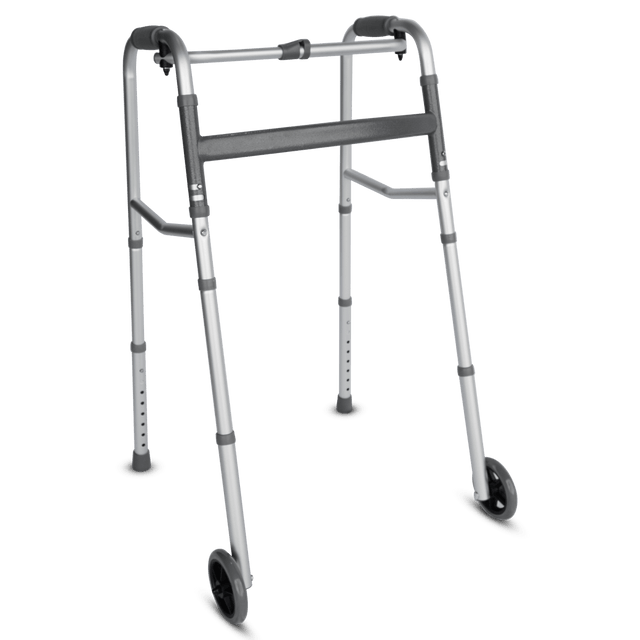 Adult Folding Walker with 5" Wheels | One Button Design - Direct Aid Health