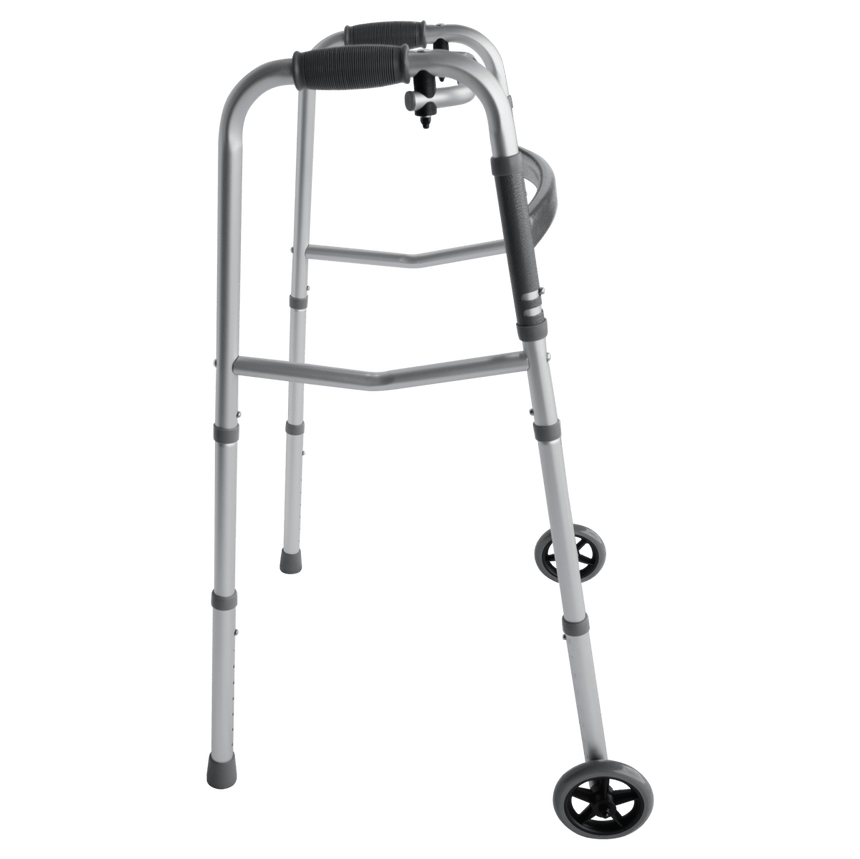 Adult Folding Walker with 5" Wheels | One Button Design - Direct Aid Health