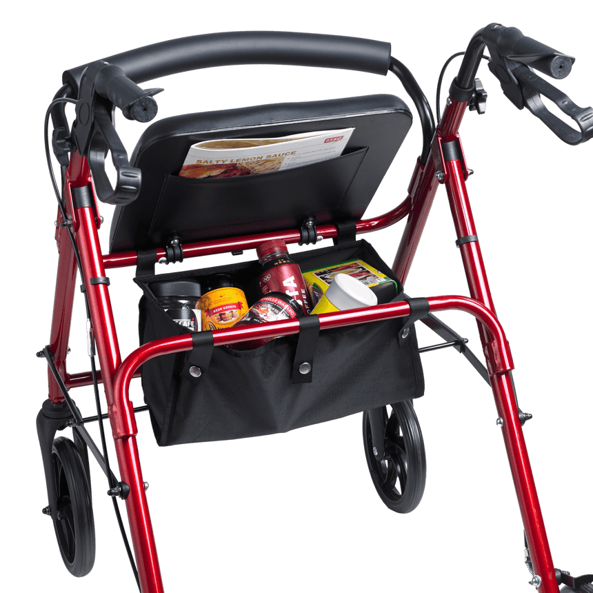 Aluminum Rollator Walker | Folding, Stable with 8” Sport Wheels | Fully Assembled - Direct Aid Health