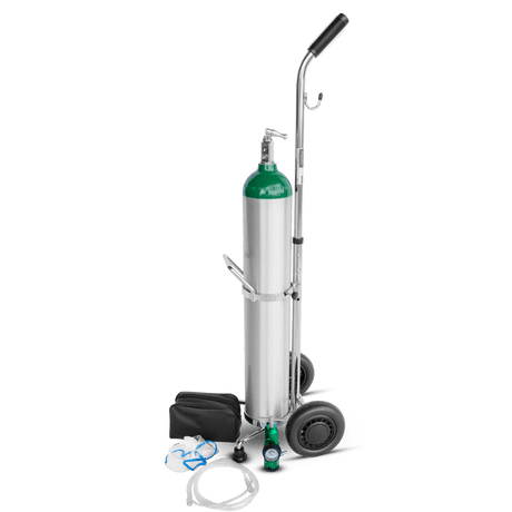 Oxygen Tank complete set with Oxygen accessories on transparent background.